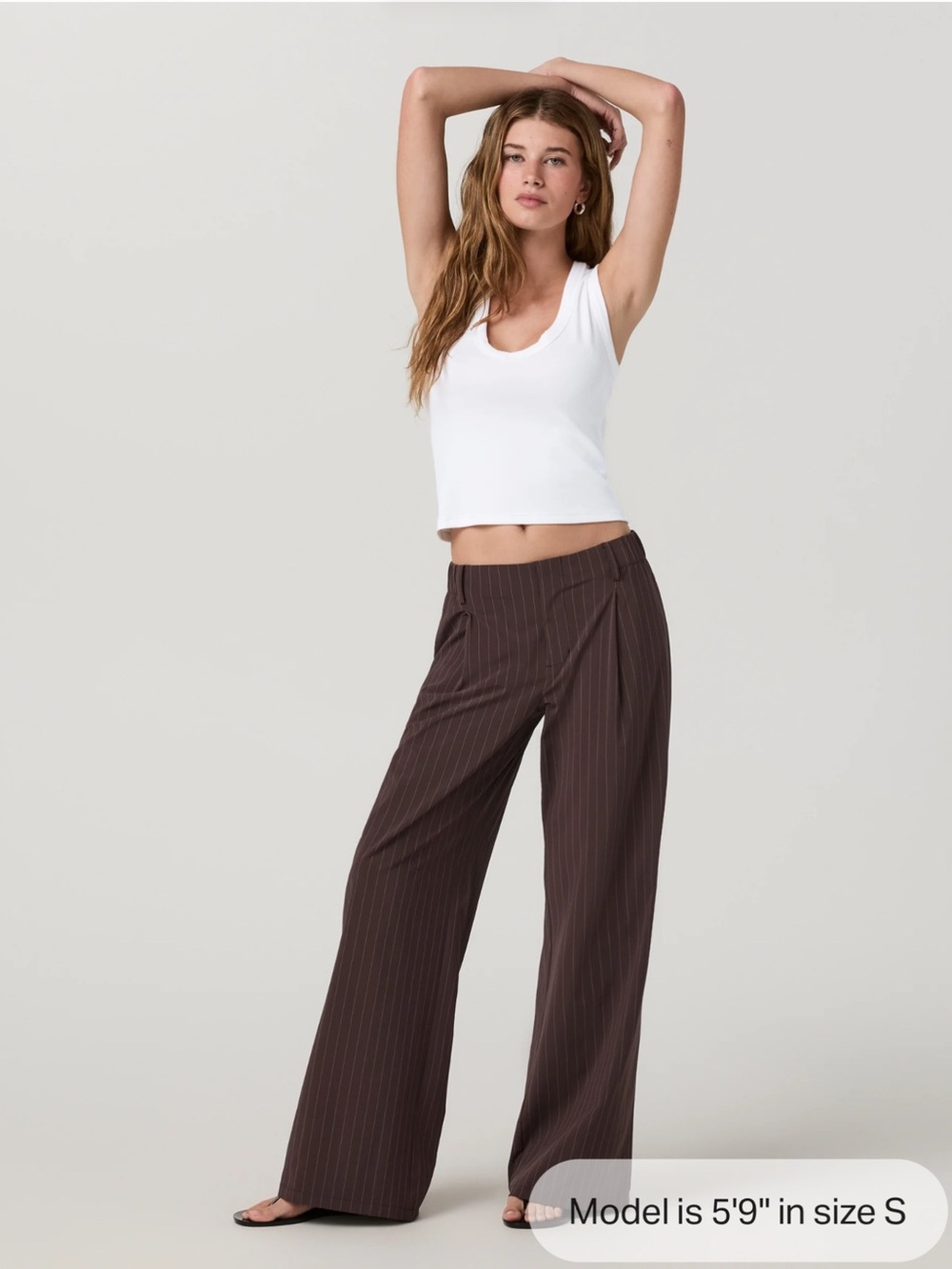 Vuori Villa Wide Leg Trousers - French Roast Pinstripe
